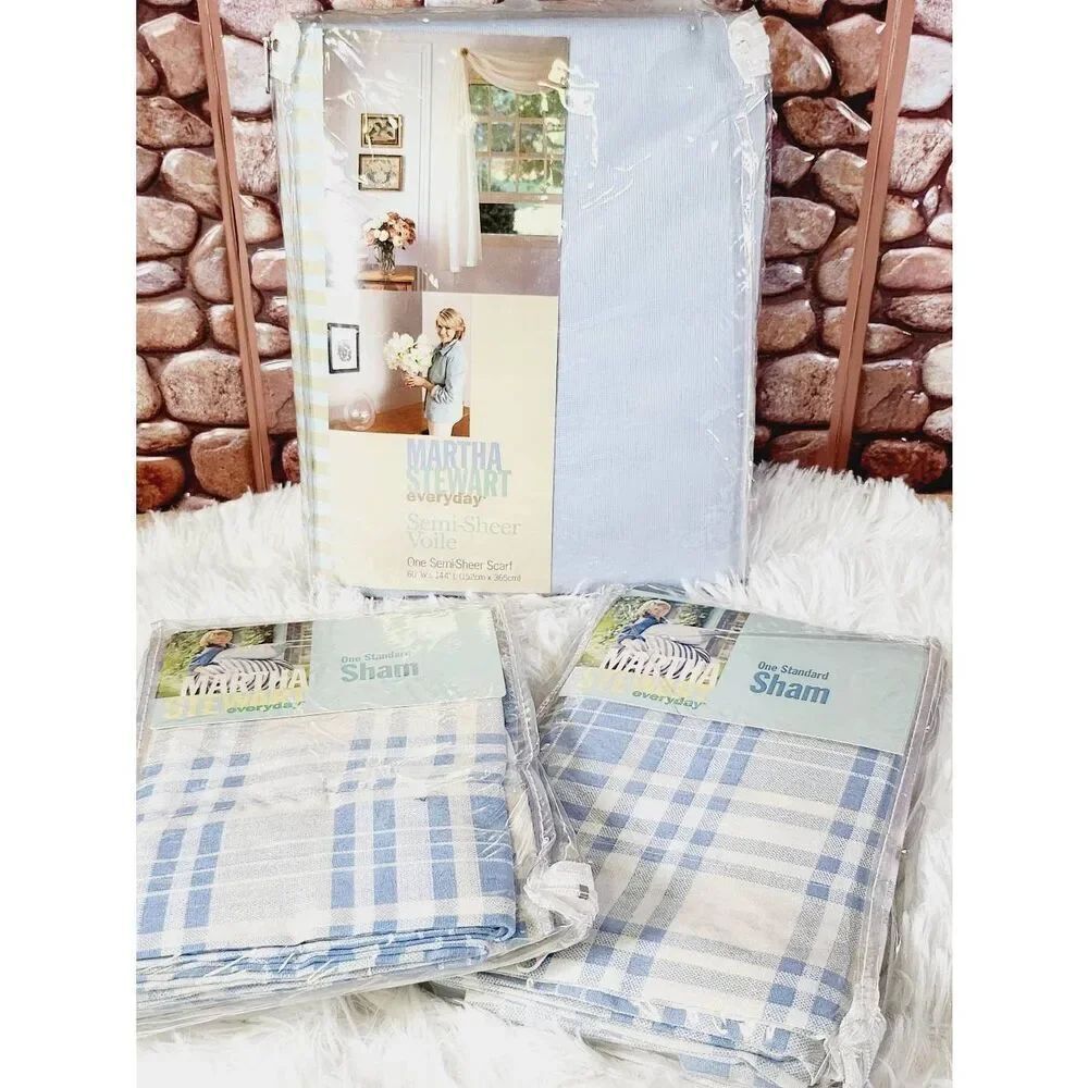 1990's Martha Stewart Semi Sheer Voile and Two Standard Shams #B2